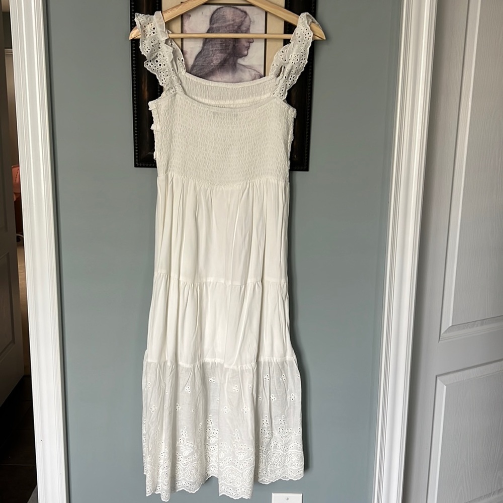 MIDI length eyelet dress